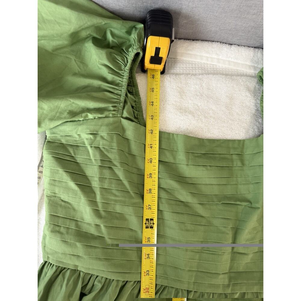 NWOT Abercrombie & Fitch Midi Dress Emerson tiered Puff Sleeves Green size XXL - Picture 9 of 10